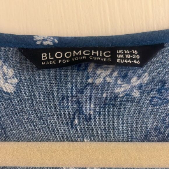 ✨Bloomchic Blue Floral Flounce Sleeves Midi Dress✨ - Picture 5 of 7